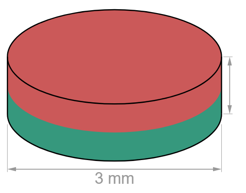 Scheiben-Magnet Durchmesser 3mm, Höhe 2mm, Kraft 0.3kg, Set à 10 Stk.