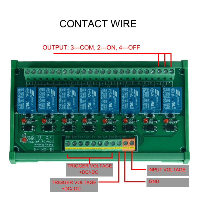 SPS 8 Kanal Relay Input 3.3V Opto Isoliert 12V Speisung Output 10Amp 250V (30V DC)