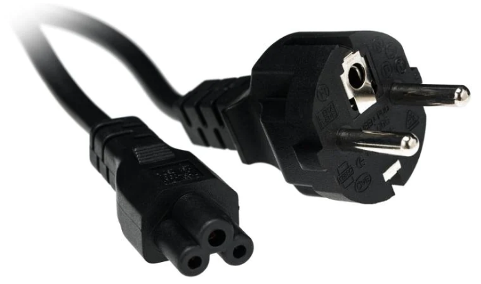 Kabel 230V Schuko-C5 1.0m schwarz 0.75mm2 Gerätekabel PVC - Mickymouse