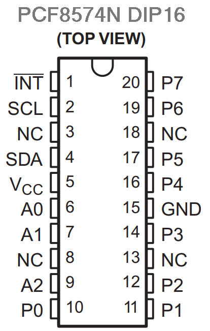 I2C PCF8574N  8-Bit IO DIP16