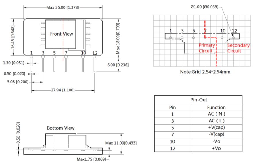Netzteil AC/DC In:230V(85-305V) Out:5.0V 0.6A Printmontage Offen