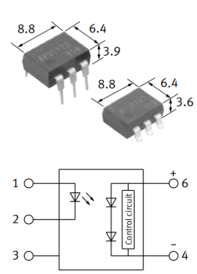 Optokoppler APV1122 Foto-Dioden DIL6 IN:1.2V 1-50mA OUT:8.7V 14uA  Photovoltaic APV1122A