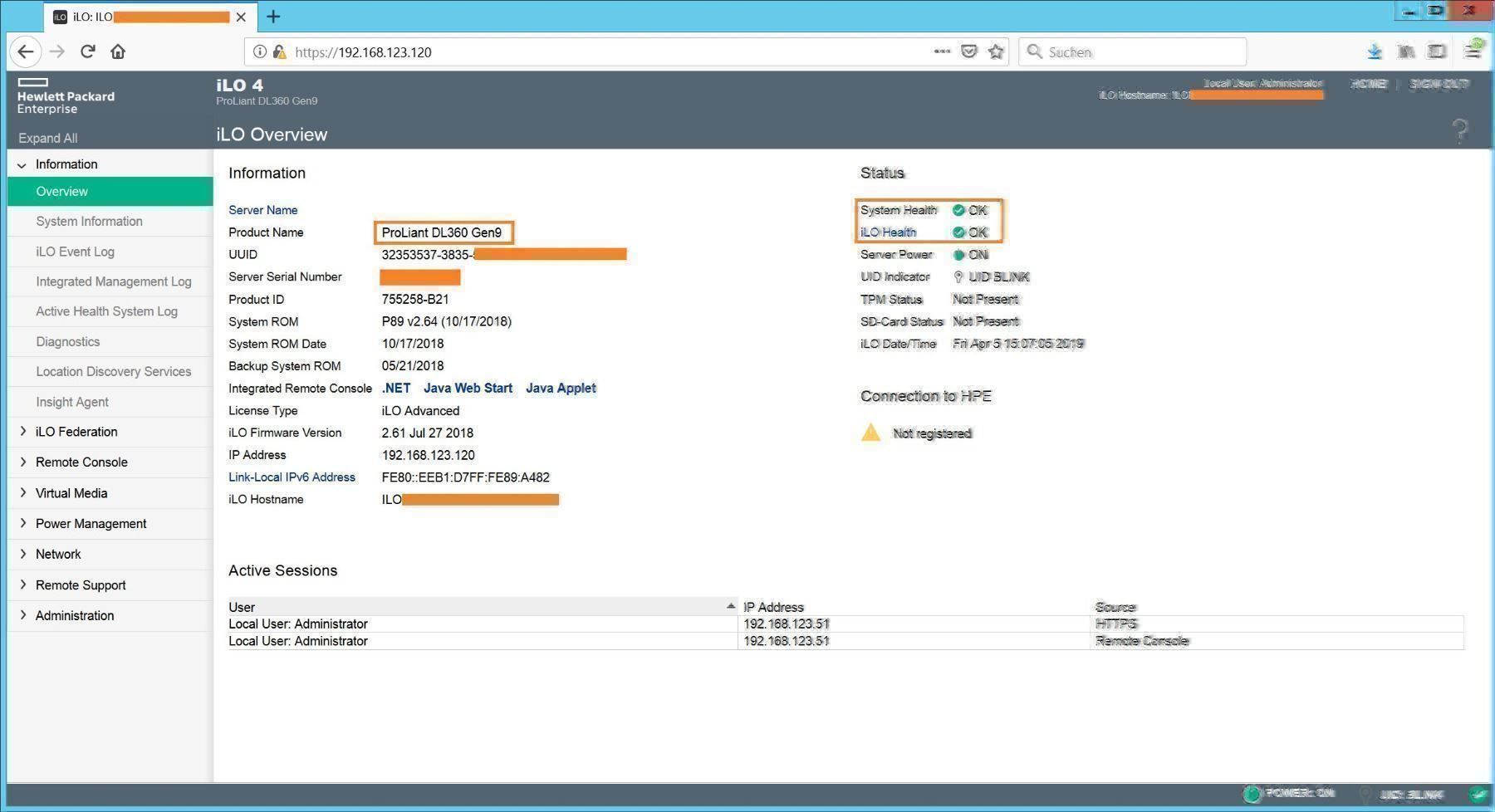 Occasion HP DL360G9 Server 2x14x3.3GHz 1HE 128GB 4x300GB