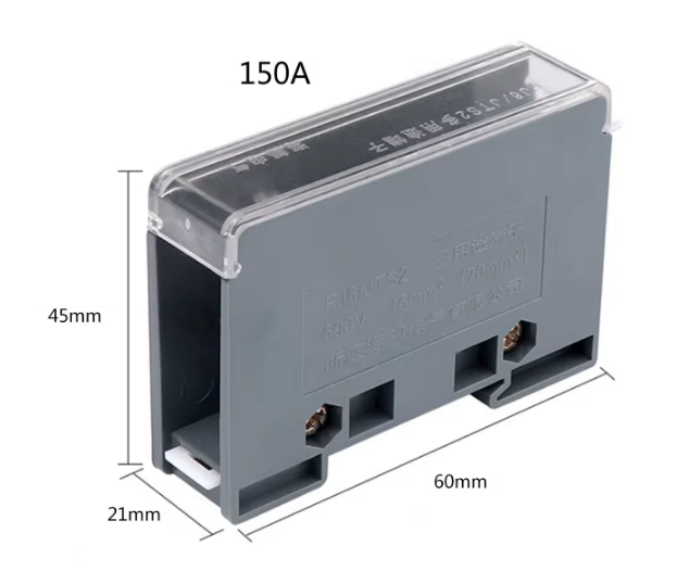 Verteiler Klemmen Block DIN Rail Hutschiene 1x10-35mm2 zu 6x2.5-10mm2 150A
