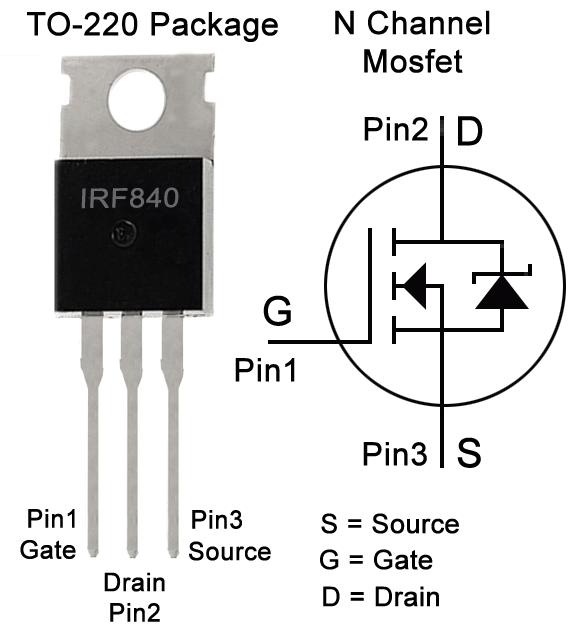 IRF 840N MOSFET, 8A, 500V, 0.85 Ohm, FET, TO220 Transistor