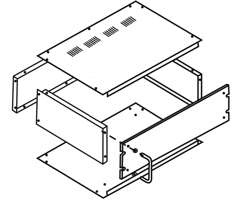 Gehäuse 19" 2HE für Gerätebau
