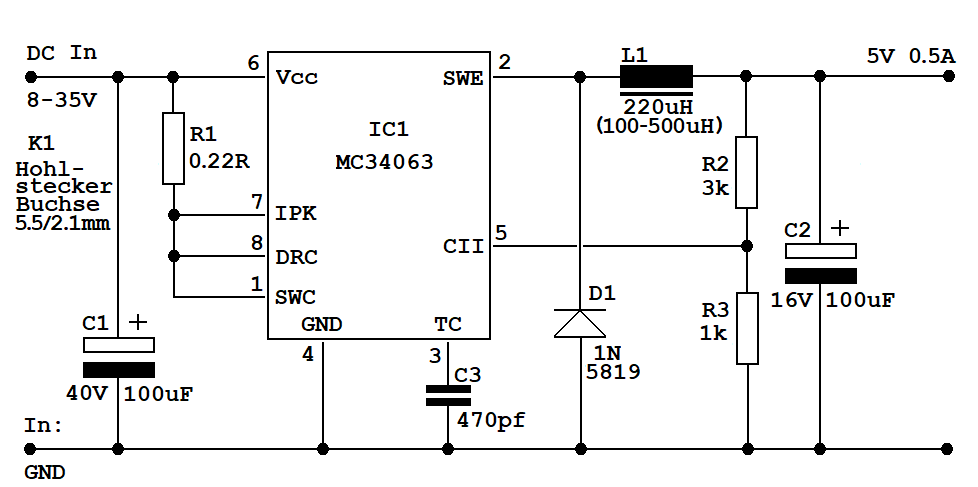 MC34063 Schalt Regler universal DIL8 1.5A 40V