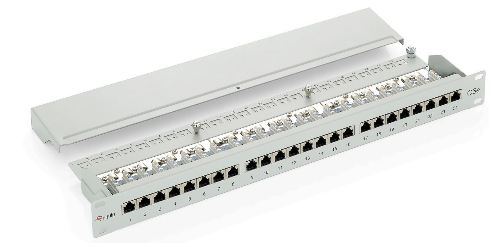 RJ45 19" Patchfeld Patchpanel 24-Port 1HE CAT5e geschirmt