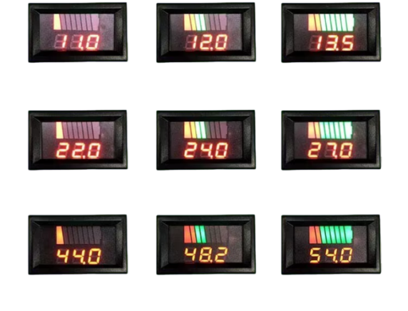 Akku Voltmeter Einbau Modul 3-Digit 12/24/36/48VDC Akku-Symbol