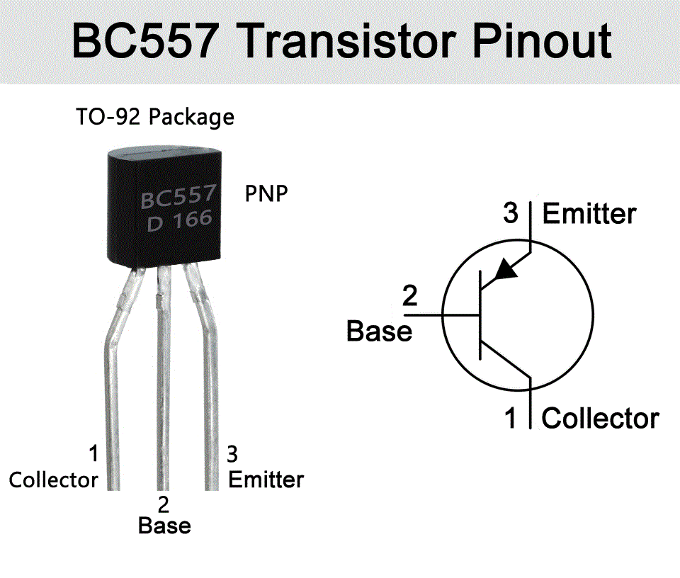 BC557 PNP Transistor 0.1A 45V