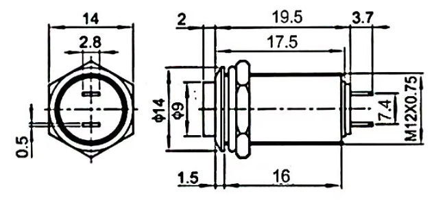 Taster Einbau 12mm Druckschalter 36V 2A KFZ Marine LKW