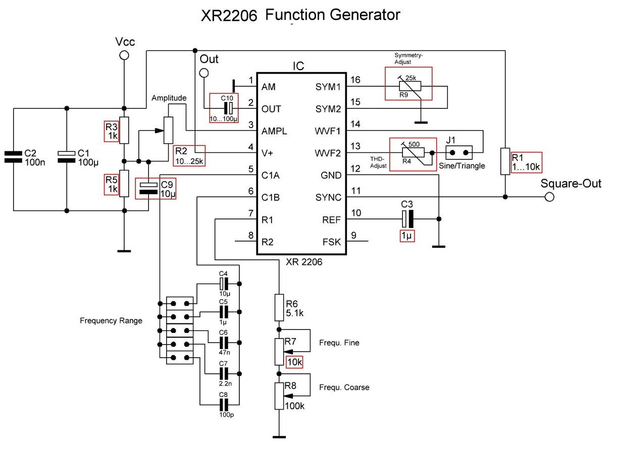 Funktionsgenerator XR2206 1Hz bis 1MHz Hobby Labor