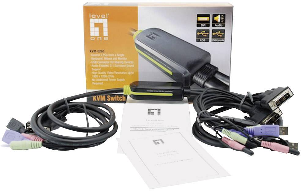 KVM Switch LevelOne 2-Port (DVI, USB, Audio)