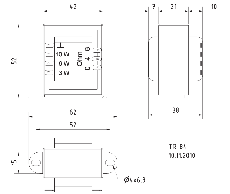 ELA Übertrager 100V 10W 4Ohm 8Ohm