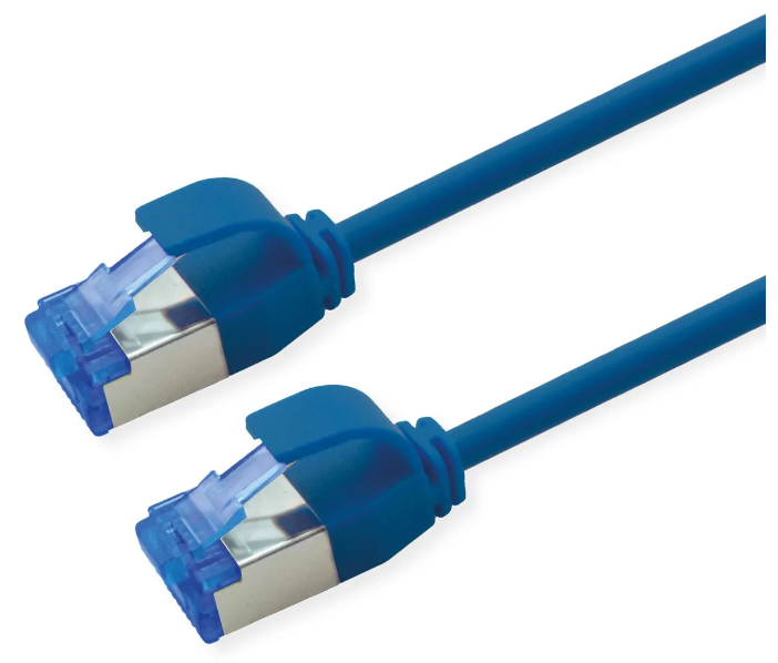 Netzwerk Patchkabel Slim CAT6a S/FTP 2.0m blau LSOH RJ45-RJ45 Rechenzentrum