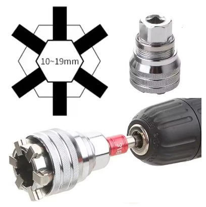 Steckadapter M6 bis M12 Steckschlüssel Universal Adapter, Schlüsselweiten 10 bis 19, Antrieb 1/2" (12.5mm)