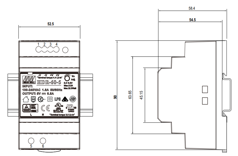 Netzteil 24V 60W DIN-Rail