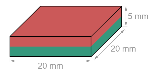 Quader-Magnet 20x20x5mm Kraft 6.0kg