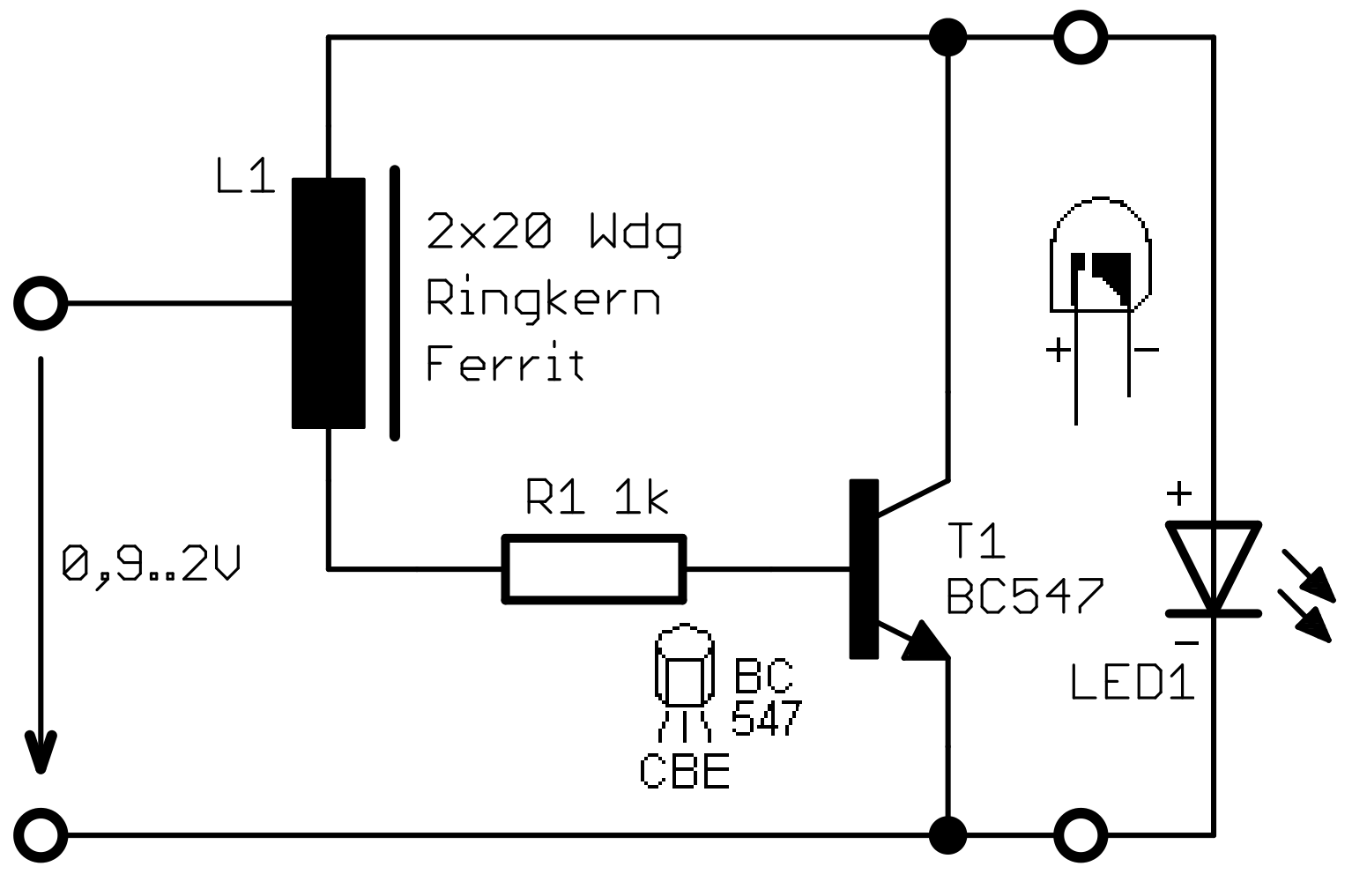 Aufwärts Ringkern Spannungswandler LED Schema