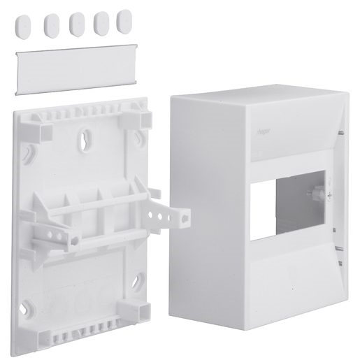 Verteiler AP 146x180x82mm, 6TE, weiss, DIN-Rail